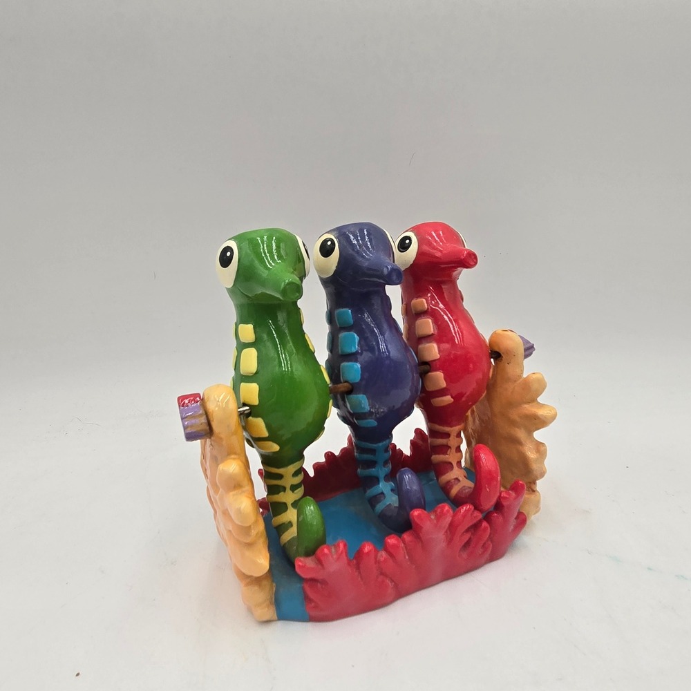 Colorful Sea Life Seahorse Toothbrush Holder Resin Ocean Nautical Beach Bathroom